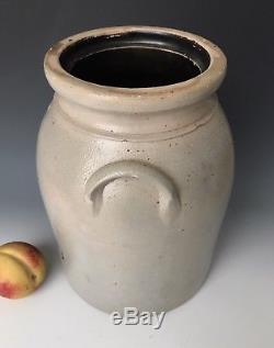 Antique Stoneware 2G Jar Crock with Cobalt Pecking Chicken, Ft. Edward NY, c. 1875