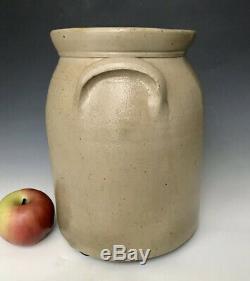 Antique Stoneware 2G Jar or Crock with Primitive Cobalt Floral, Ithaca NY, c. 1875
