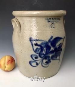Antique Stoneware 2G Ovoid Crock with Cobalt Floral, JACW Underwood, Ft Edward NY