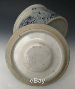 Antique Stoneware #2 Butter Crock with Lid, Deer Hunt Scene, Whites Utica, c1900