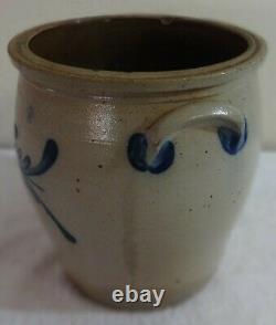 Antique Stoneware 2 Gal. Cowden & Wilcox Crock Blue Decorated with Rare Grapes