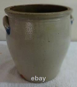 Antique Stoneware 2 Gal. Cowden & Wilcox Crock Blue Decorated with Rare Grapes