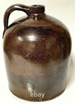 Antique Stoneware 2 Gallon Jug Primitive Crock Salt Glaze Beehive Pottery Brown