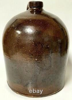 Antique Stoneware 2 Gallon Jug Primitive Crock Salt Glaze Beehive Pottery Brown