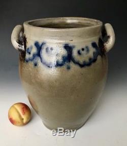 Antique Stoneware 3G Ovoid Jar Crock with Cobalt & Manganese, Crolius, NYC, 1800s
