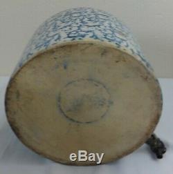Antique Stoneware 3 Part Watercooler Blue Sponge Salt Glaze