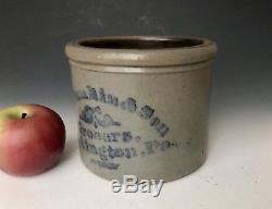 Antique Stoneware 4# Butter Crock with Cobalt Stencil, Jas. Rankin, Washington PA