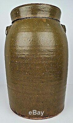 Antique Stoneware 4 Gallon Ovoid Form Churn Crock Jar Primitive Southern Pottery