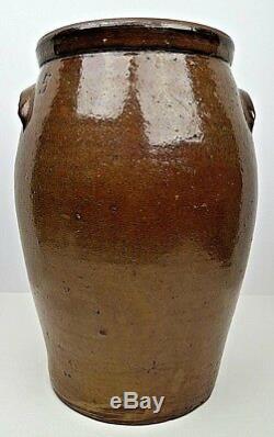 Antique Stoneware 5 Gallon Ovoid Crock Jar Primitive Southern Pottery Edgefield