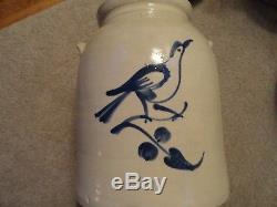 Antique Stoneware Bird Crock 4 gallon Fulper Nj