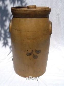 Antique Stoneware Butter Churn Jug Pottery Bird Decoration