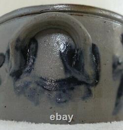 Antique Stoneware Butter Crock Cobalt Blue Decorated Impressed Remmy Eagle Mark