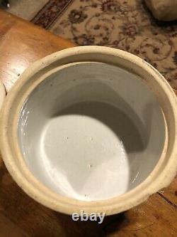 Antique Stoneware Butter Crock With Lid- Cows Grazing