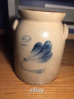 Antique Stoneware Cobalt Blue Crock J. Fischer Co. Lyons NY Vintage Butter Churn