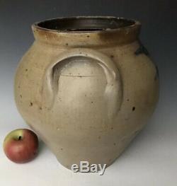Antique Stoneware Cortland NY Ovoid Crock with Cobalt Tulip, Chollar & Darby 1845