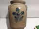 Antique Stoneware Cowden Wilcox 1 1/2 Gallon Pottery Crock Blue Tulips/flowers