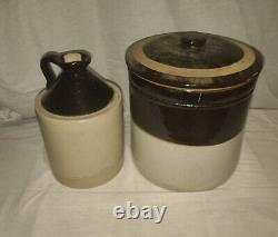 Antique Stoneware Crock And Jug