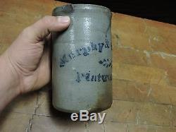 Antique Stoneware Crock, Flatwoods Pa Fayette County, Blue & Grey, Connellsville