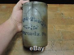 Antique Stoneware Crock, Flatwoods Pa Fayette County, Blue & Grey, Connellsville