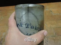 Antique Stoneware Crock, Flatwoods Pa Fayette County, Blue & Grey, Connellsville