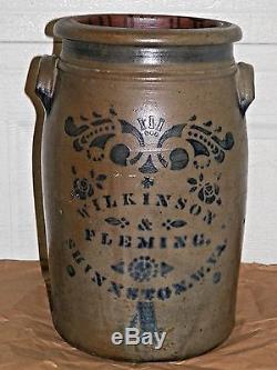 Antique Stoneware Crock Jar 4 Gal Shinnston WVa/West Virginia, Wilkinson Fleming