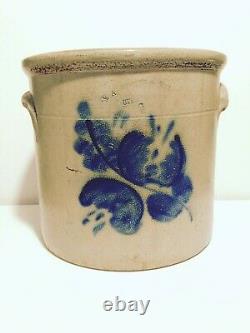 Antique Stoneware Crock N. A. WHITE AND SONS UTICA N. Y. 4 gallon Cobalt Blue LG