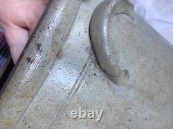 Antique Stoneware Crock RARE 2 Gallon Blue Drop slip Salt Glaze Design Vintage