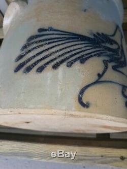 Antique Stoneware Crock with Cobalt Blue Bird Decoration Whites Utica, NY