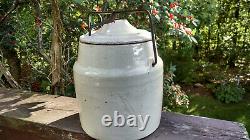 Antique, Stoneware Crock with Lid and Iron Bail