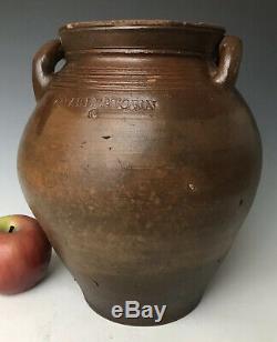 Antique Stoneware Frederick Carpenter 1G Ovoid Jar Crock, Charlestown MA c. 1820