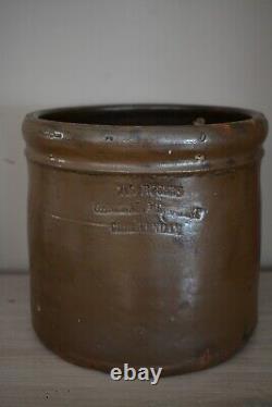 Antique Stoneware General Merchant Crock Brown Glaze Jas Rogers Cheltenham PA