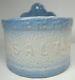 Antique Stoneware'good Luck Swastika' Salt Crock Blue White Detailed Pottery