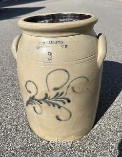 Antique Stoneware H. N. BALLARD BURLINGTON VT Crock Blue Print 13