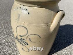 Antique Stoneware H. N. BALLARD BURLINGTON VT Crock Blue Print 13