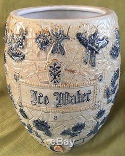 Antique Stoneware ICE WATER COOLER Crock BLUE Whites Utica NY Salt Glaze No Lid