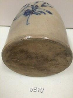 Antique Stoneware Jug w Cobalt Floral Decoration, 2 Gallon, Porter & Fraser