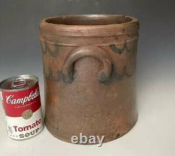 Antique Stoneware Lard Pot or Crock with Cobalt Fish Scale Swags, American, 19thC