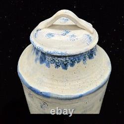 Antique Stoneware Large Cookie Jar 3D Vintage Studio Art Pottery 13T 8W