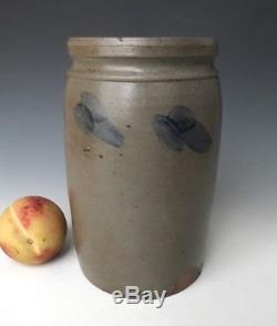 Antique Stoneware Mid-Atlantic 8.75 Fruit Canning Jar Crock with Cobalt, ca. 1870