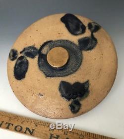 Antique Stoneware Mid-Atlantic Cobalt Decorated MD Cake Crock Lid Cover, c. 1870