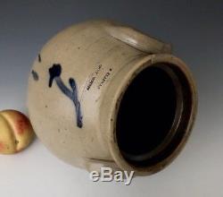 Antique Stoneware NY Ovoid Jar Crock with Cobalt, N Clark & Co, Mt Morris, c. 1840