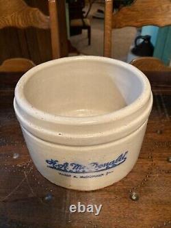 Antique Stoneware Open Crock With Advertising
