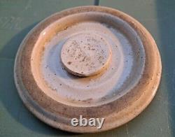 Antique Stoneware Pottery 7.5 Crock with Lid & Wood Bail Handle