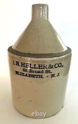 Antique Stoneware Pottery I. N. Heller & Co, Elizabeth NJ Jug Crock