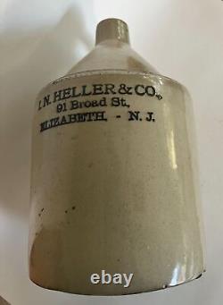 Antique Stoneware Pottery I. N. Heller & Co, Elizabeth NJ Jug Crock