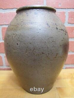 Antique Stoneware Pottery Ovoid Banded Crock Country Store Primitive Container