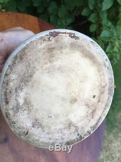 Antique Stoneware Preserves Crock Wire and Wood Handle, H. A. Johnson Boston Mass