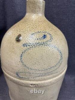 Antique Stoneware Salt Glaze Crock Jug 2 Target Bee Sting Turkey Droppings 14 T
