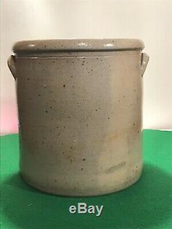 Antique Stoneware Salt Glazed 3 Gallon Crock Cobalt Flower 1880s Pig Ears