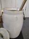 Antique Stoneware Salt Glazed Butter Churn, 3 Gallon With Handle And Lid